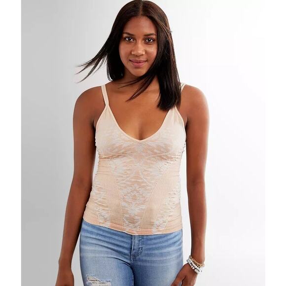 Free People Intimately Mercury Cream Beige Seamless Floral Cami Tank Top XS/S - Picture 1 of 4